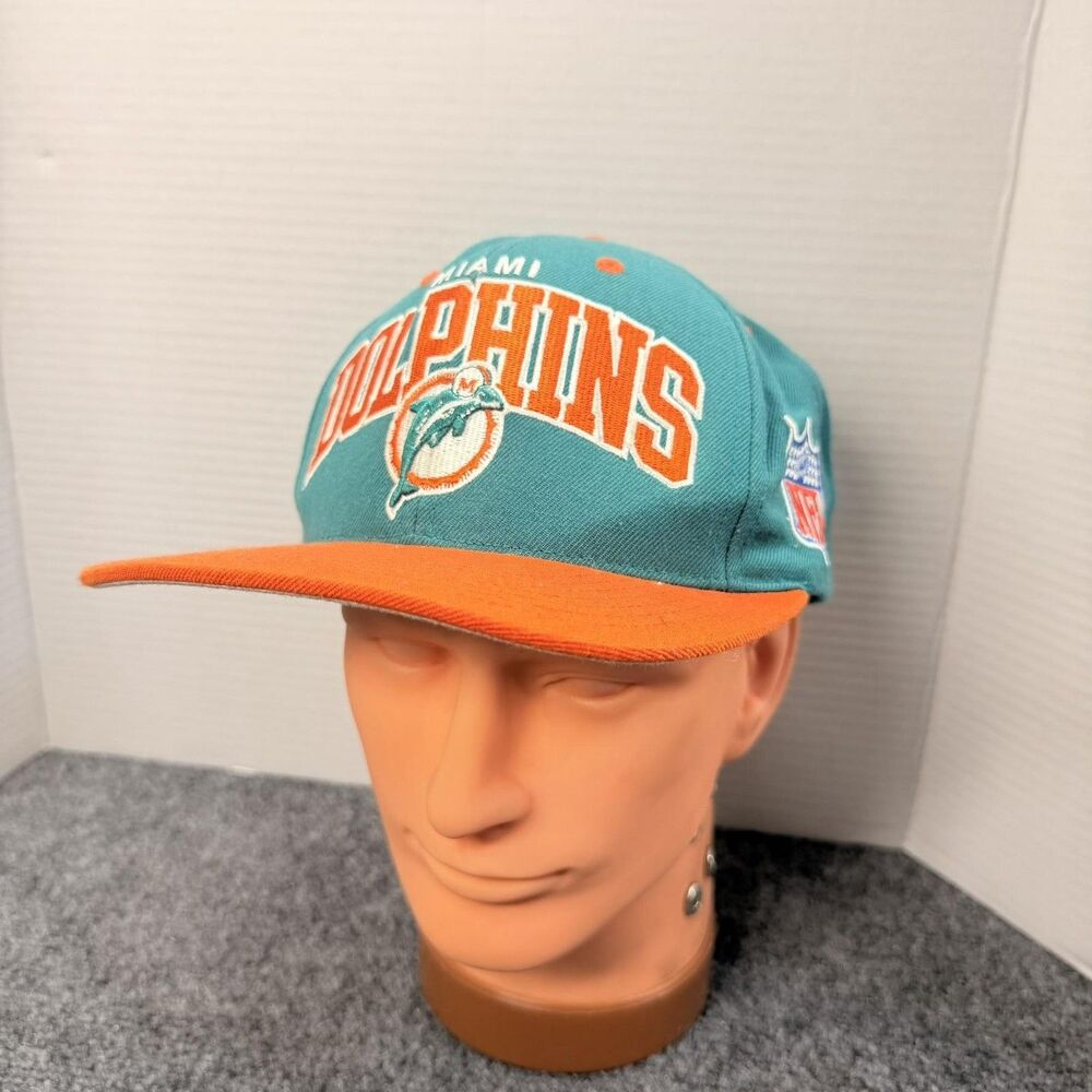 Vintage Miami Dolphins Hat Cap Snap Back One Size Green NFL Mitchell & Ness